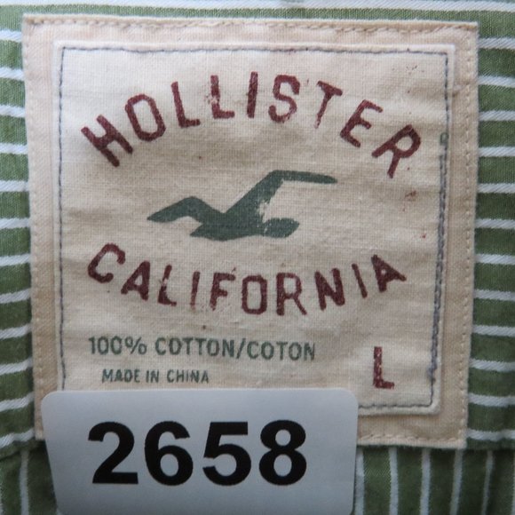 Hollister* Men's Long Sleeve Button Down Curved Hem Stripe Shirt~ Size Large - Picture 3 of 11